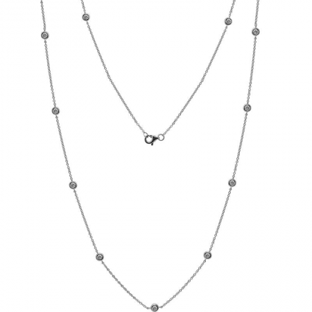 14KT 19 Station Bezel Necklace