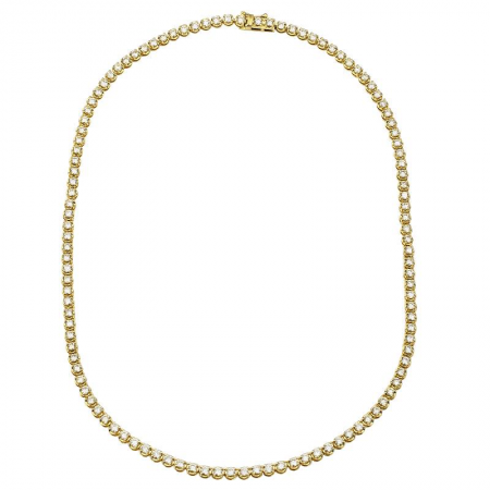 14KT Petite Full Crown Set Tennis Necklace