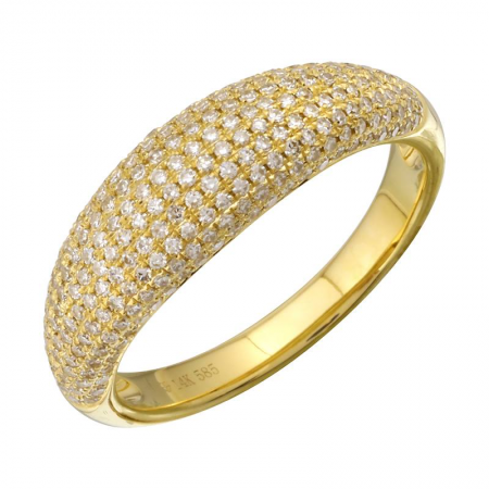 14KT Pave Tapered Dome Ring