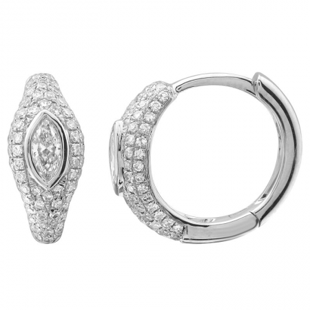 14KT Pave Bezel Huggie Earring