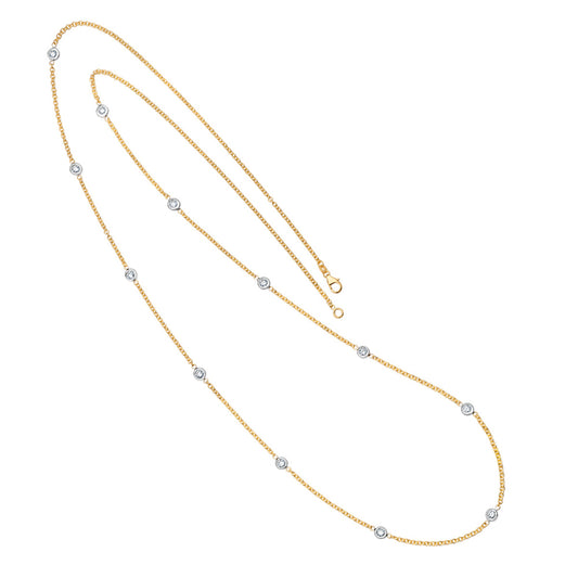 18KT 12 Station Bezel Necklace (1.50CTW)