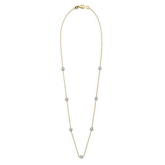 18KT 7 Station Bezel Necklace