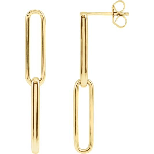 14KT Paperclip Dangle Earring