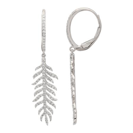 14KT Diamond Small Feather Dangle
