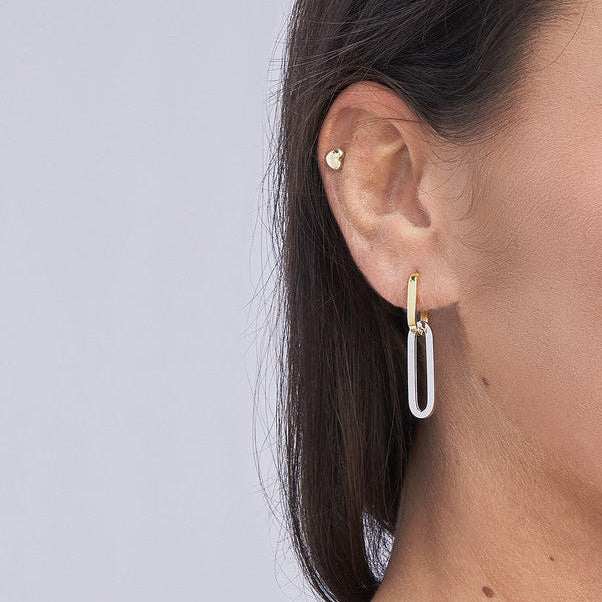 14KY Double Paperclip Dangle Earring