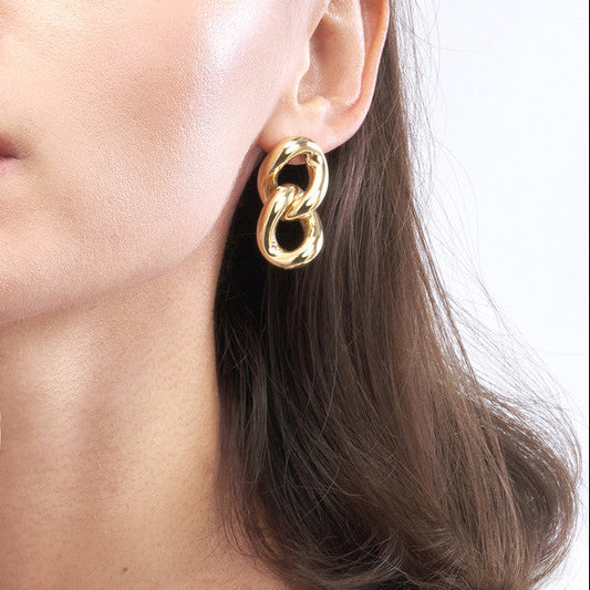 14KT Curb Link Dangle Earring