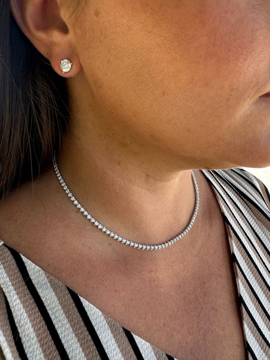 Crown Set Diamond Tennis Necklace