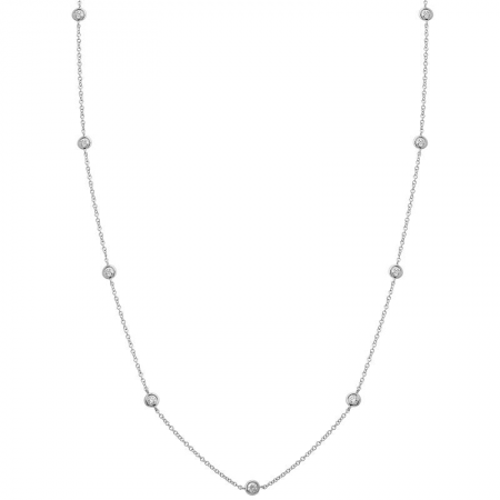 14KT 9 Station Bezel Necklace