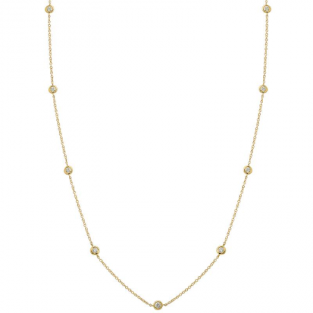 14KT 9 Station Bezel Necklace