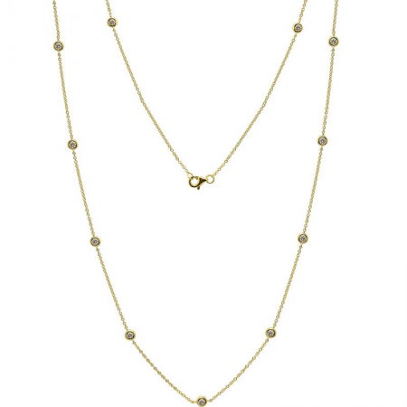 14KT 19 Station Bezel Necklace