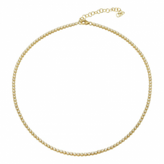 Mini Crown Set Diamond Tennis Necklace