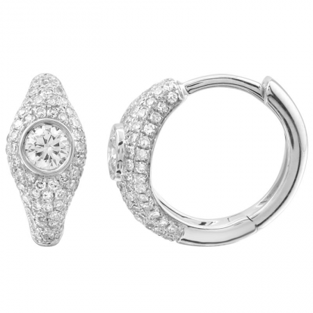 14KT Pave Bezel Huggie Earring
