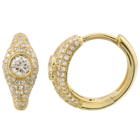 14KT Pave Bezel Huggie Earring