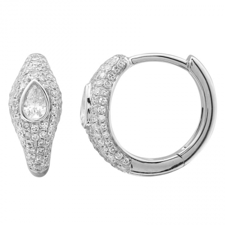 14KT Pave Bezel Huggie Earring