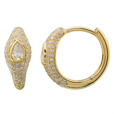 14KT Pave Bezel Huggie Earring