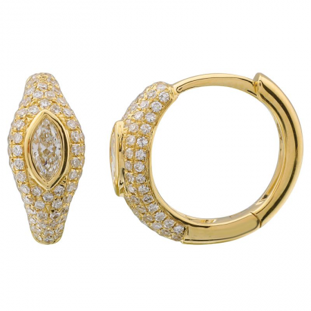 14KT Pave Bezel Huggie Earring