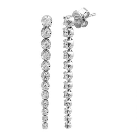 Crown Set Graduated Diamond Line Earring