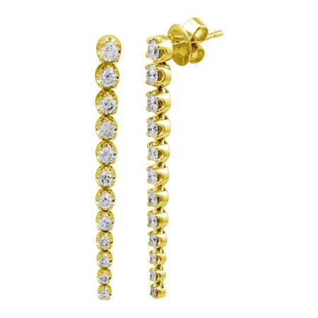Crown Set Graduated Diamond Line Earring