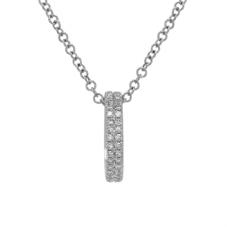 14KT Pave Diamond Rondelle Pendant