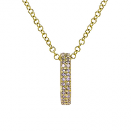 14KT Pave Diamond Rondelle Pendant