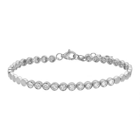 14KT Half Way Bezel Tennis Bracelet