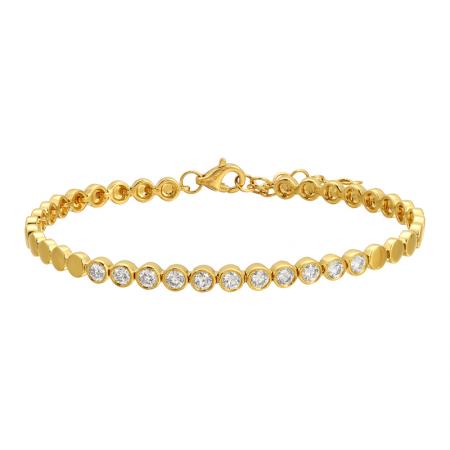 14KT Half Way Bezel Tennis Bracelet