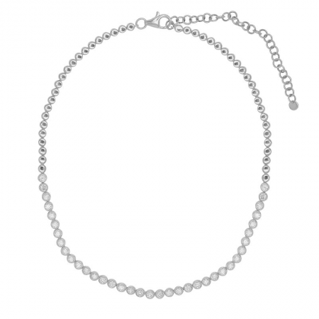 14KT Half Way Bezel Tennis Necklace