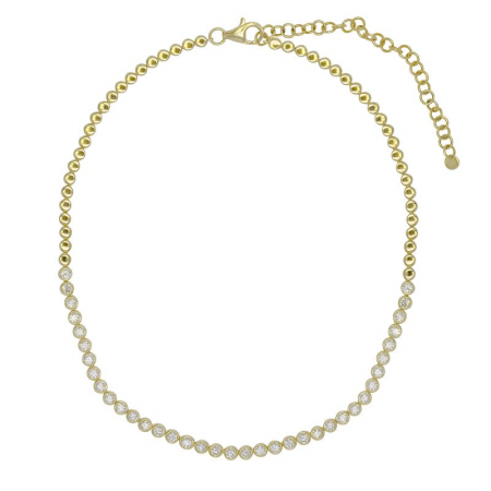 14KT Half Way Bezel Tennis Necklace