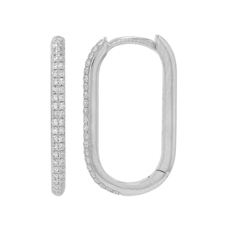 14KT Pave Elongated Hoop