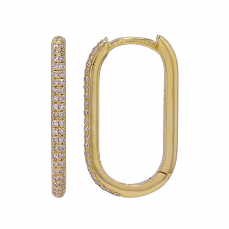 14KT Pave Elongated Hoop