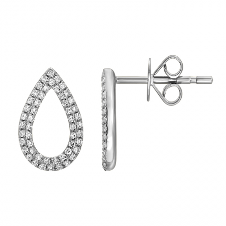 14KT Pave Open Pear Stud
