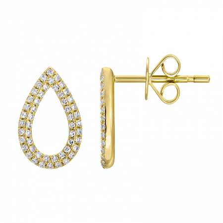 14KT Pave Open Pear Stud