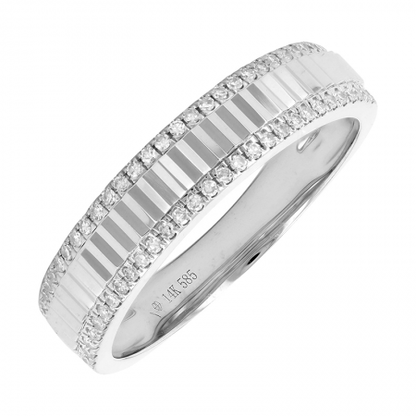 14KT Diamond Cut Fluted Pave Band