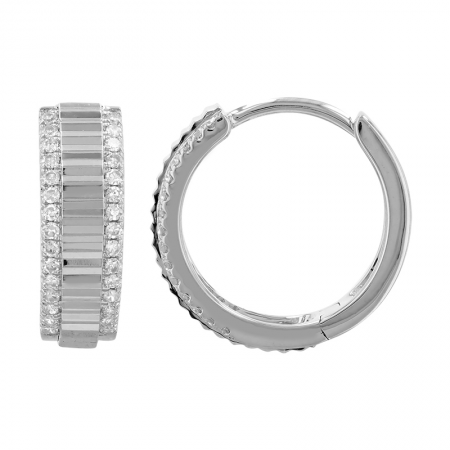 14KT Diamond Cut Fluted Pave Hoop