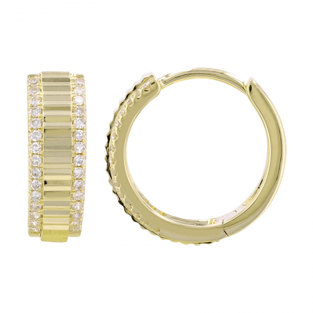 14KT Diamond Cut Fluted Pave Hoop