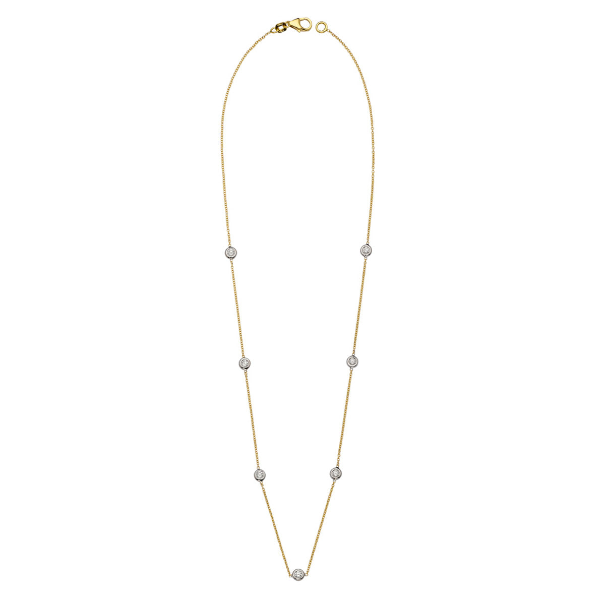 18KT 7 Station Bezel Necklace
