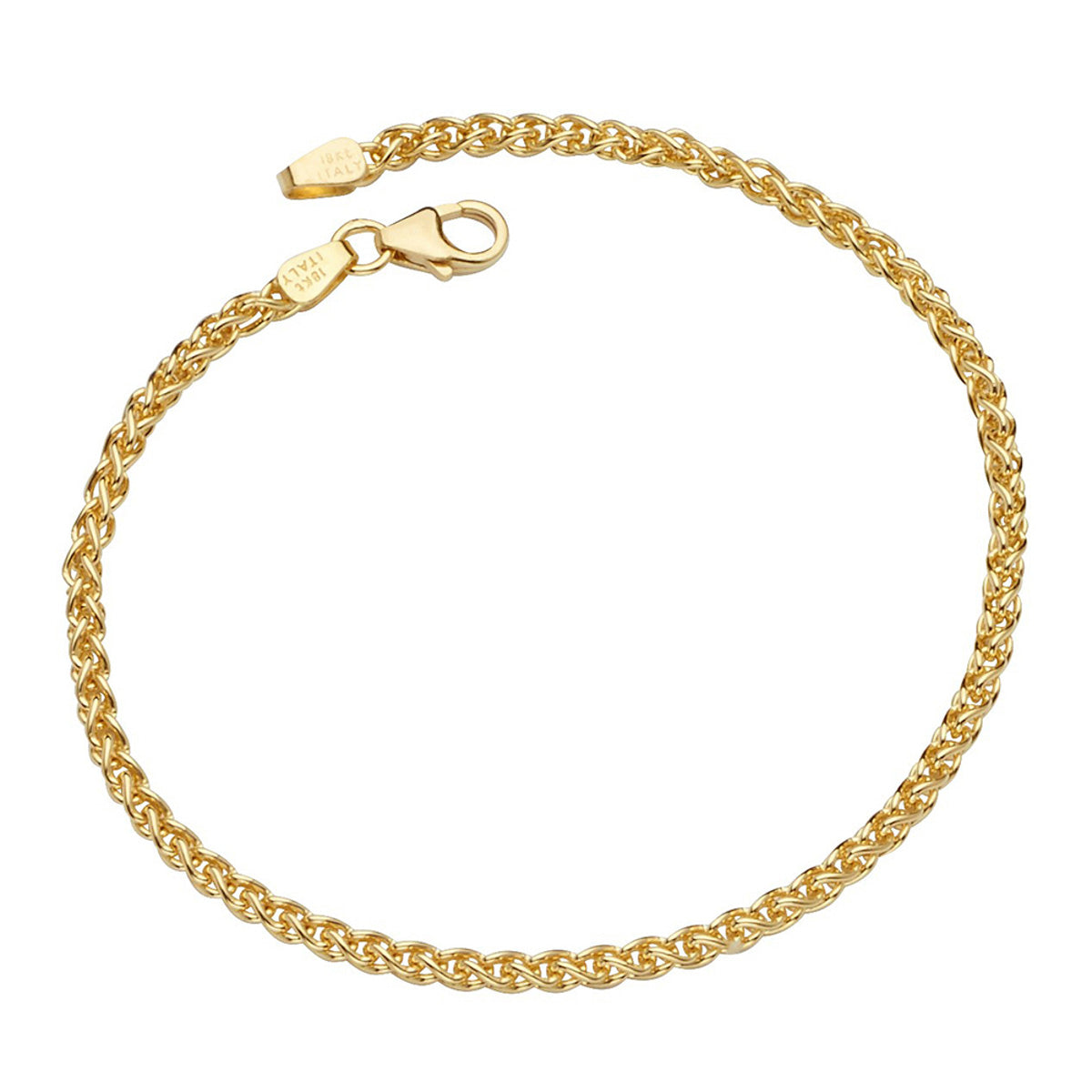 18KT Wheat Chain Bracelet (2.1MM)
