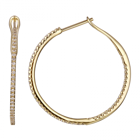 14KT Wire Pave Hoop