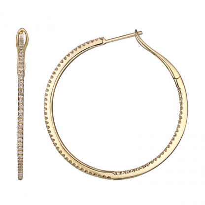 14KT Wire Pave Hoop