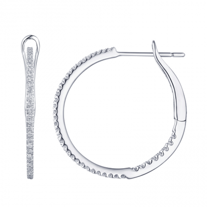 14KT Wire Pave Hoop