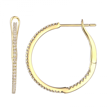 14KT Wire Pave Hoop