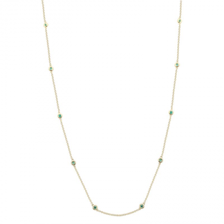 14KT Emerald 10 Station Necklace