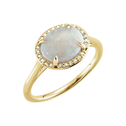 14KT Opal Oval Halo Ring
