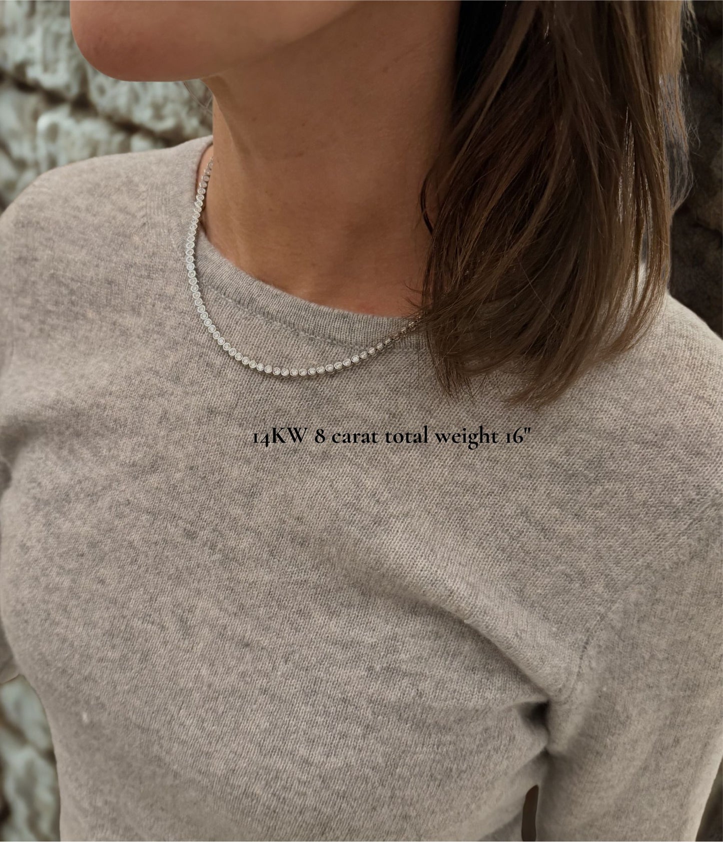 14KT Classic Bezel Tennis Necklace