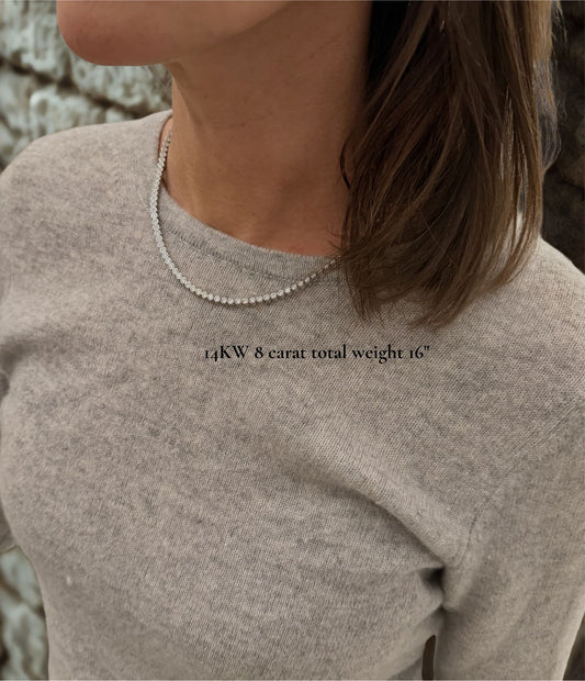 14KT Classic Bezel Tennis Necklace