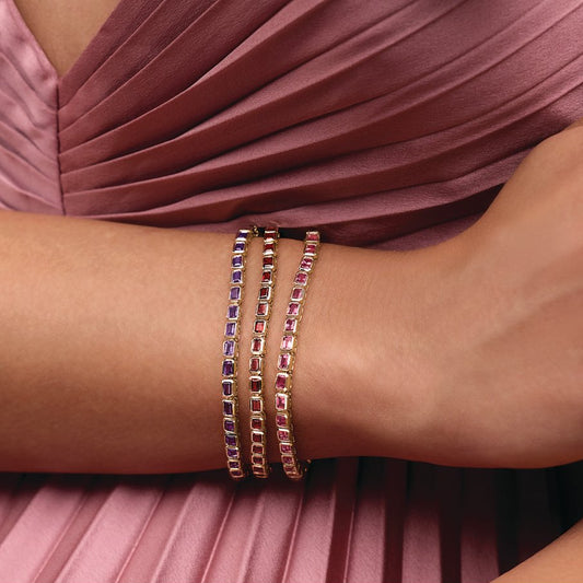 14KY Gemstone Bezel Tennis Brac