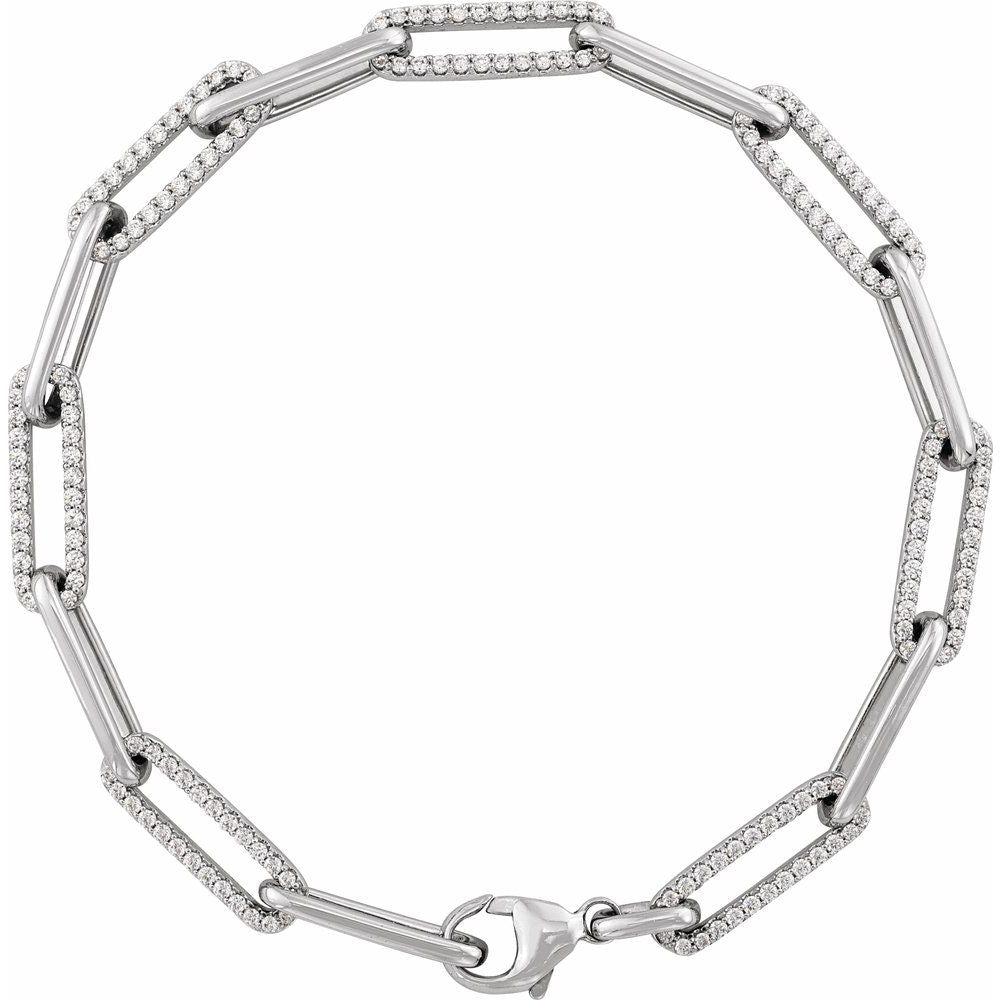 Alternating Pave Diamond Link Bracelet