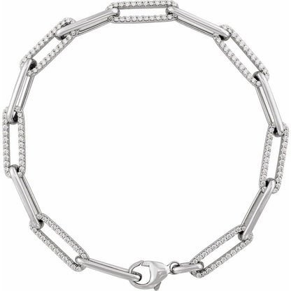 Alternating Pave Diamond Link Bracelet