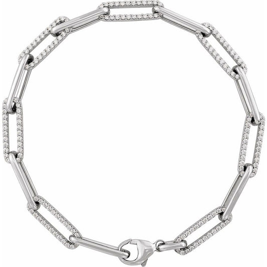 Alternating Pave Diamond Link Bracelet