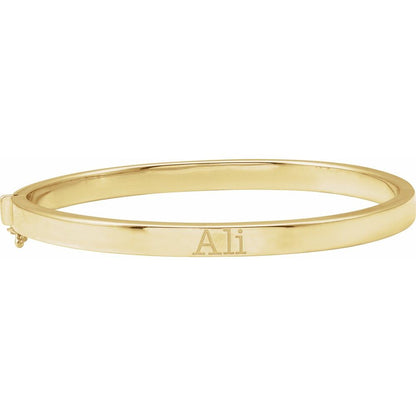14KT Engravable Hinged Bangle